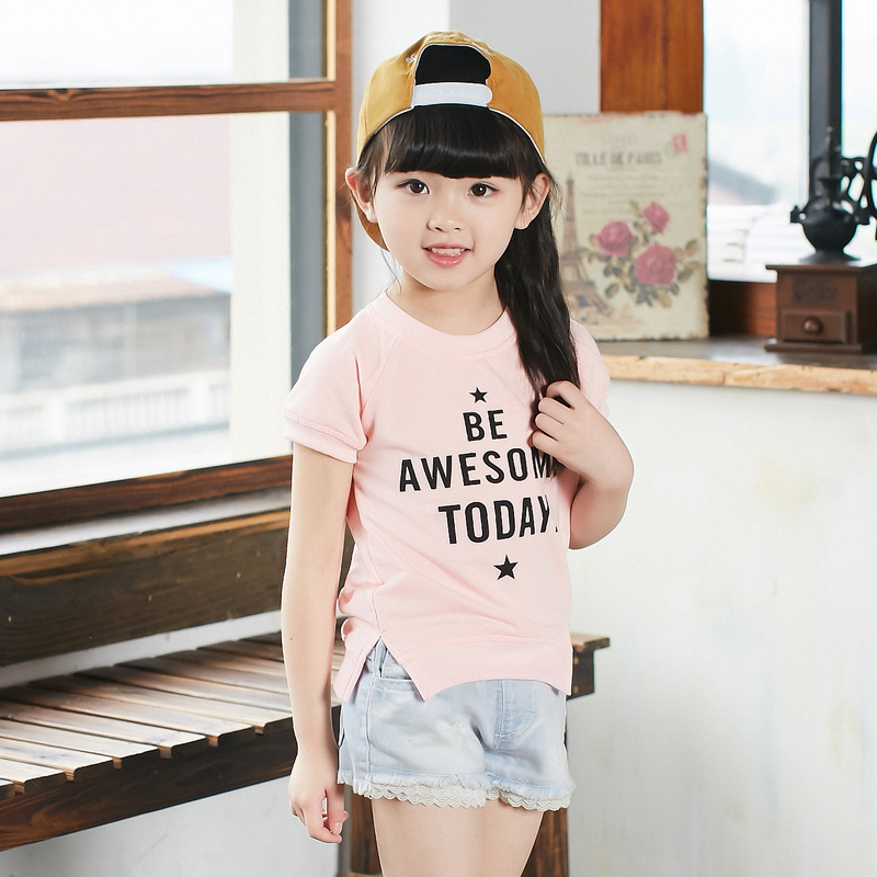 童裝夏季新款韓版短袖女童T恤圓領可愛卡通中小童套頭衫廠傢直銷工廠,批發,進口,代購