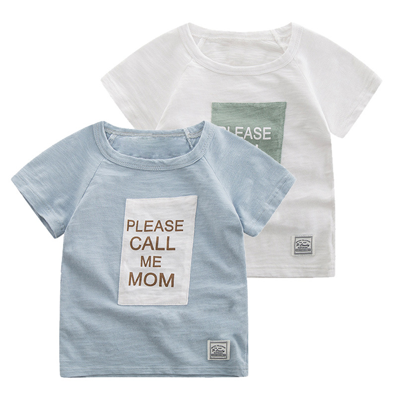 2016夏季童裝 韓版男童短袖T恤 新款中小童 字母貼補兒童T恤批發工廠,批發,進口,代購