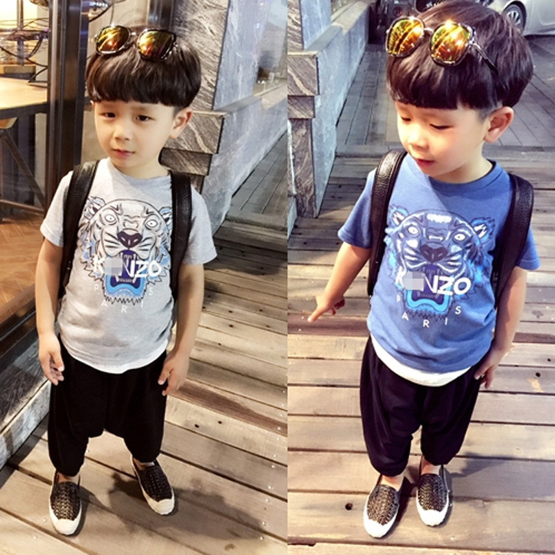 2016夏裝新款男童中小童韓版虎頭字母寶寶圓領T恤打底衫一件代發工廠,批發,進口,代購