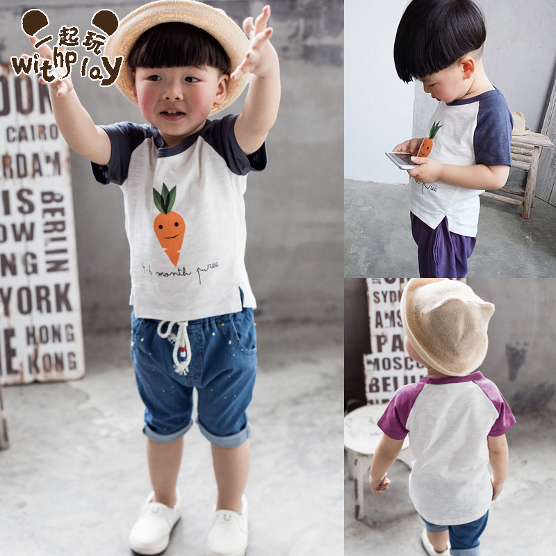 【WITHPLAY】2016夏季新款小童T恤竹節棉寶寶印花T恤工廠,批發,進口,代購