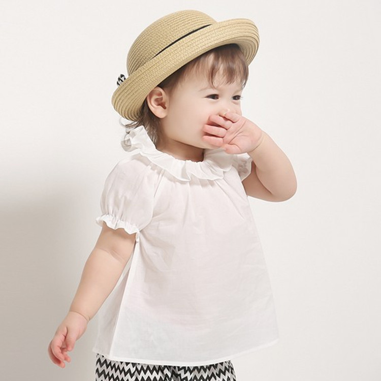 夏季新款韓版童裝 荷葉領女童純棉短袖T恤 嬰幼兒衣服 寶寶打底衫工廠,批發,進口,代購