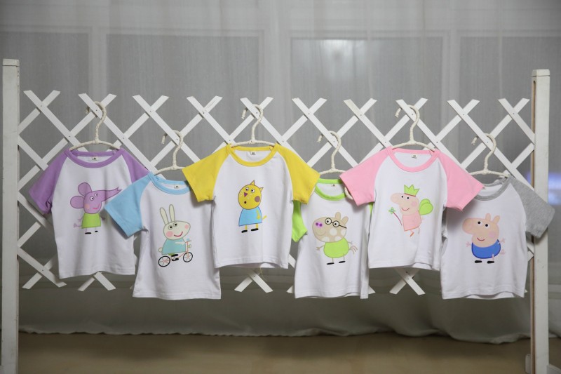 朵堯 2016夏季韓版兒童新款佩奇小豬兒童短袖男女寶寶佩奇豬T恤工廠,批發,進口,代購