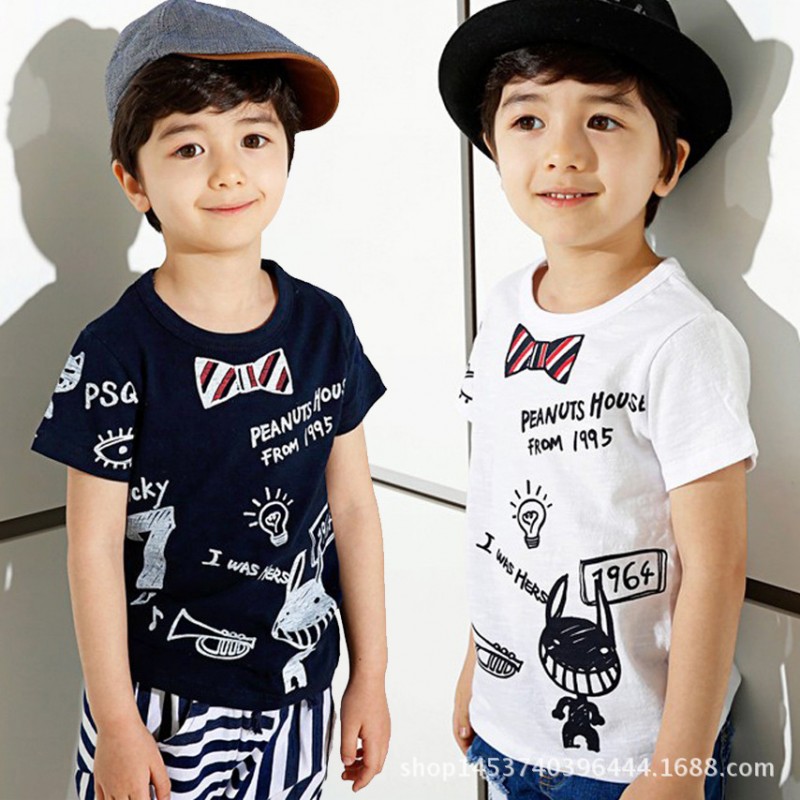 一件代發童裝T恤夏裝新款韓版兒童短袖T恤全棉印花卡通童T恤白色工廠,批發,進口,代購