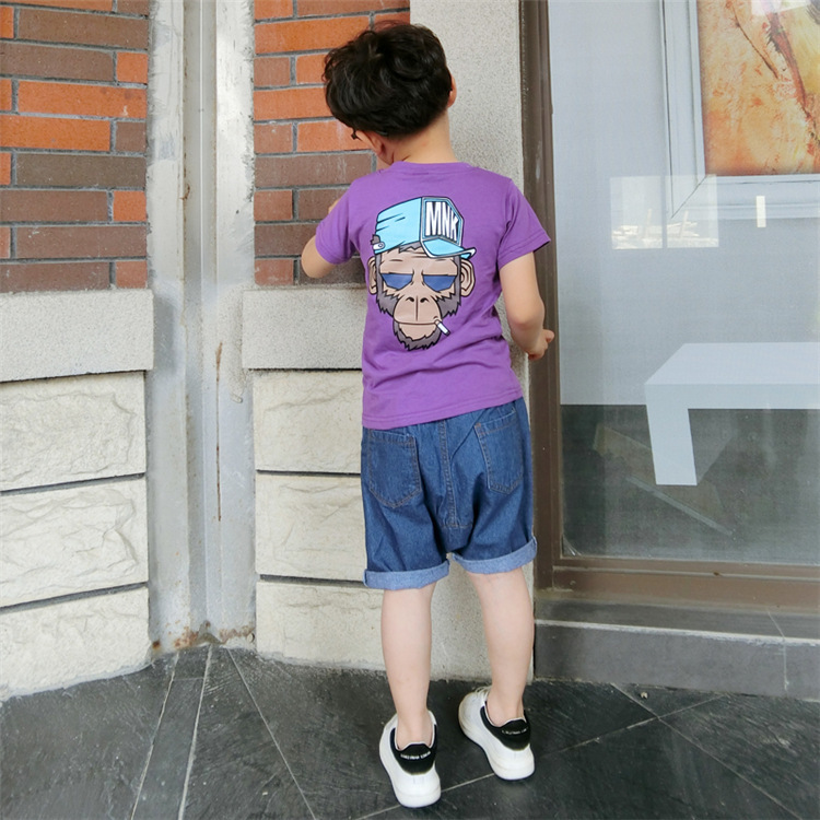 2016夏款童裝 韓版男童T恤 新款中小童時尚卡通猴子印花兒童T恤批發・進口・工廠・代買・代購