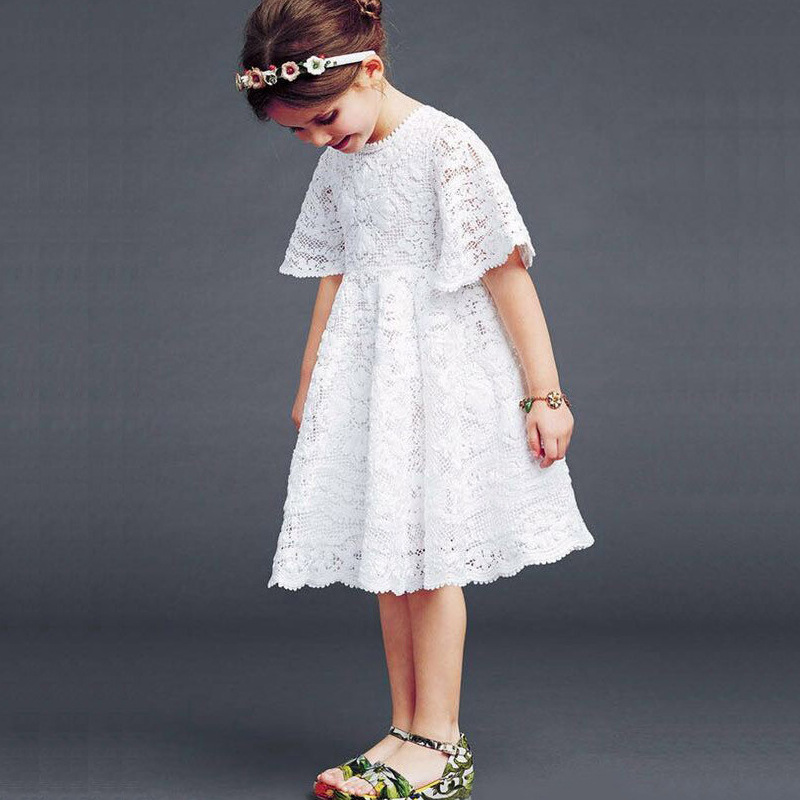 2016外貿新款女童連衣裙韓國原單中袖蕾絲鏤空兒童公主裙童裝批發工廠,批發,進口,代購