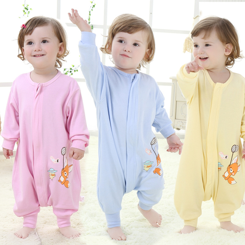 春夏季單層針織純棉卡通印圖分腿式嬰兒幼兒童睡袋寶寶睡衣防踢被工廠,批發,進口,代購