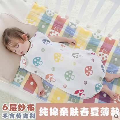 寶寶嬰兒睡袋 純棉紗佈睡袋春秋夏季 薄款兒童空調防踢被四層中號工廠,批發,進口,代購