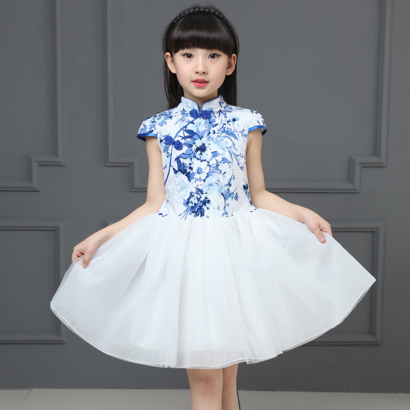 新款童裝夏季公主裙中國風兒童旗袍裙古典短袖女童連衣裙廠傢直銷工廠,批發,進口,代購