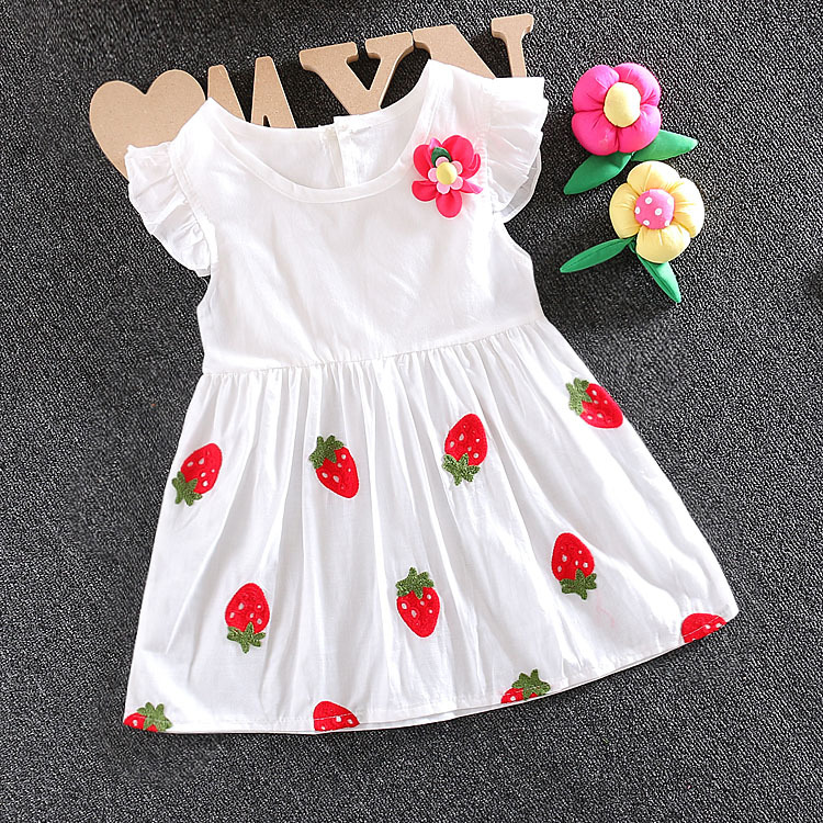 草莓刺繡純棉女童連衣裙 2016夏季品牌新款韓版童裝一朵花公主裙工廠,批發,進口,代購