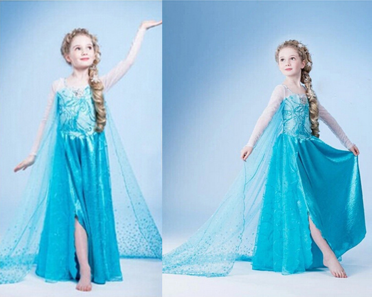 冰雪奇緣童裝Frozen連衣裙 艾莎Elsa女童公主長袖披風裙女童裙工廠,批發,進口,代購