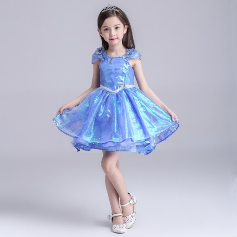 冰雪奇緣禮服兒童裝連衣裙子女童夏愛莎公主裙藍色演出服一件代發工廠,批發,進口,代購