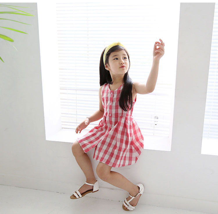 2016夏款新品韓版女童格子無袖連衣裙工廠批發一件代發批發・進口・工廠・代買・代購