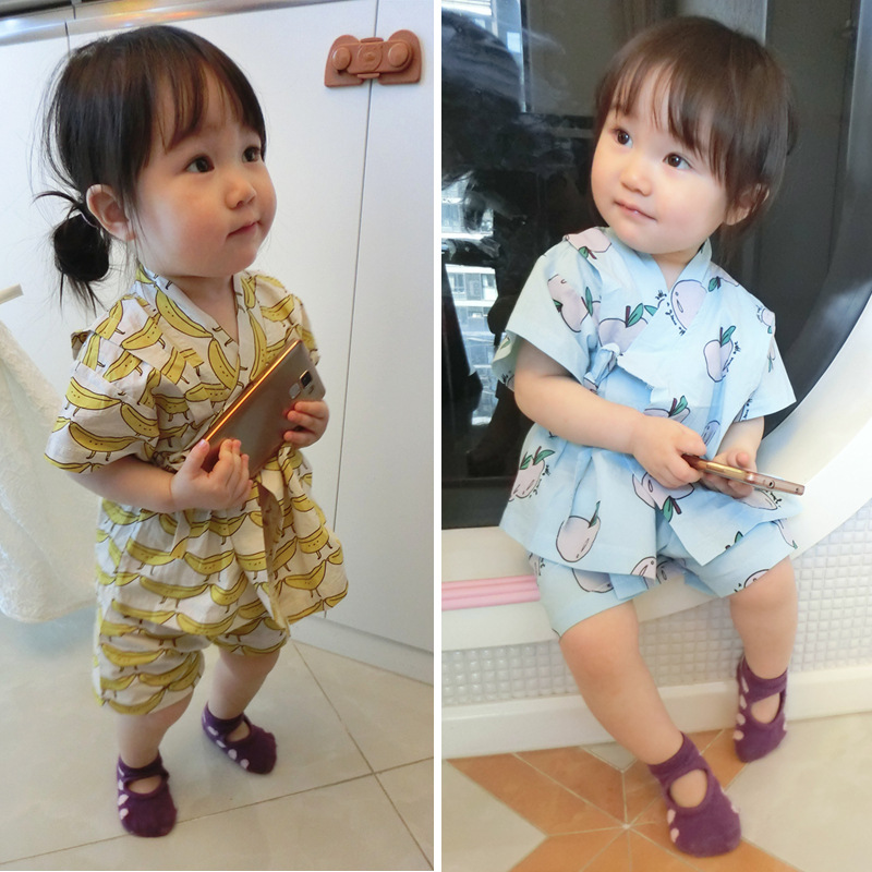 ins16春夏新款 男女兒童全棉日本和服寶寶純棉傢居服浴衣套裝工廠,批發,進口,代購