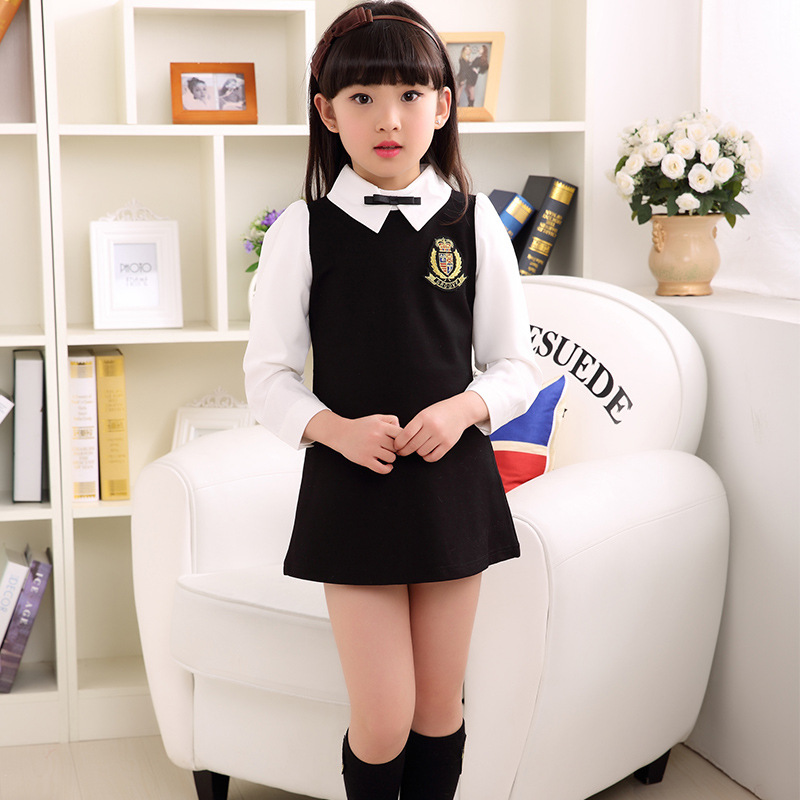 2016春秋款英倫風童裝女童校服兒童4-8歲10小學生園服韓版連衣裙工廠,批發,進口,代購