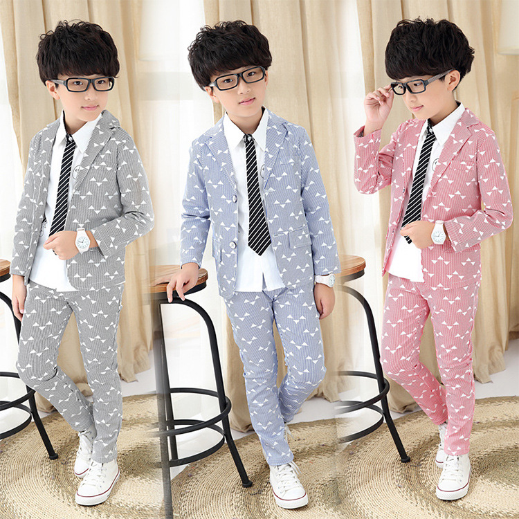 2015新款韓版童裝男童秋裝套裝中大童兒童長袖西裝休閒西服兩件套工廠,批發,進口,代購