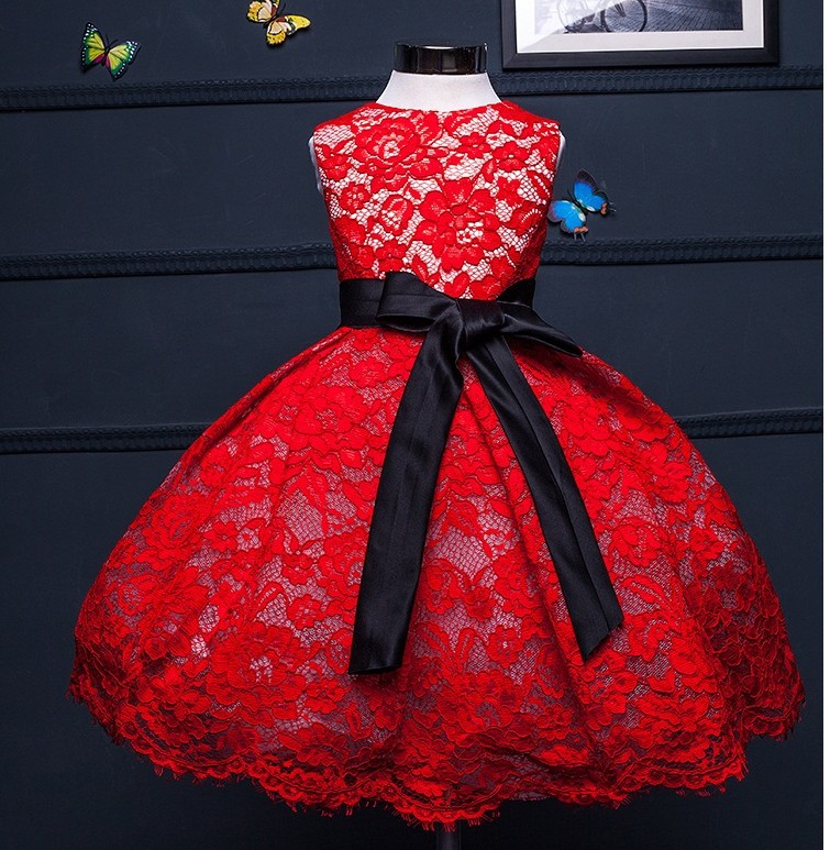2016歐美新款女童禮服蓬蓬裙演出服紅色禮服裙兒童禮服裙一件代發工廠,批發,進口,代購