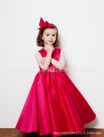 高檔6.1兒童節鋼琴樂器演出禮服大紅色晚禮服工廠,批發,進口,代購