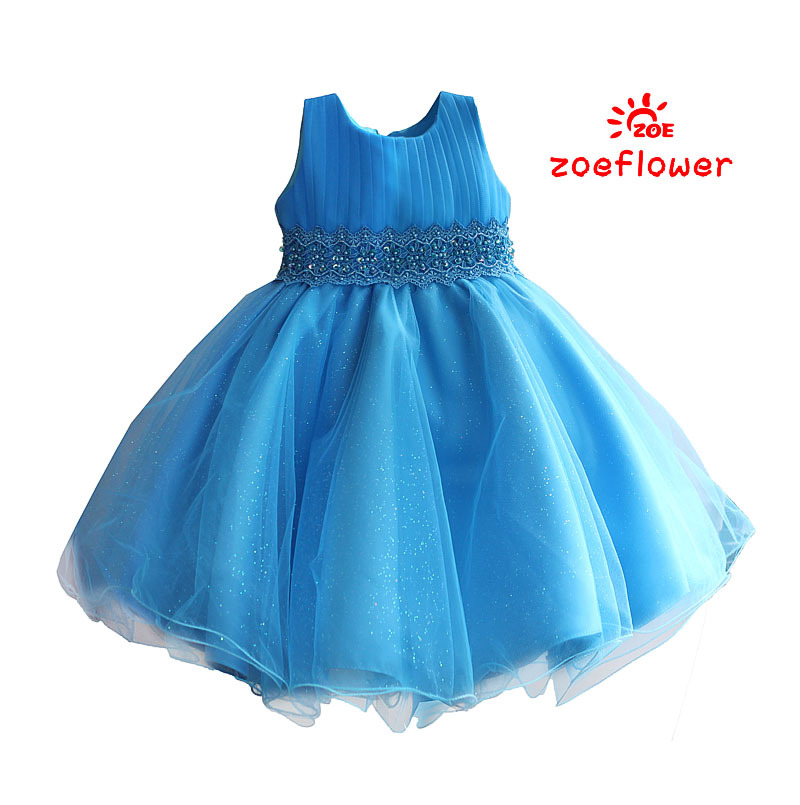 zoeflower新款鑲珠純棉裡裙女童背心裙禮服裙公主裙小碼組粉藍工廠,批發,進口,代購