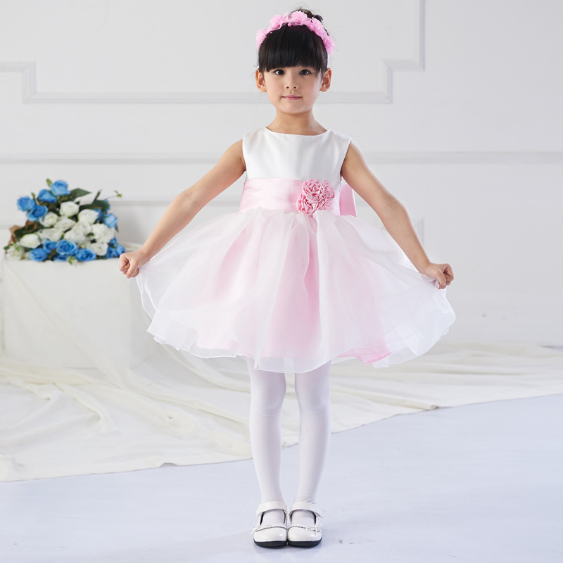 QJ♀韓國高檔女童公主裙蓬蓬裙粉色禮服裙兒童主持人鋼琴演出服夏工廠,批發,進口,代購