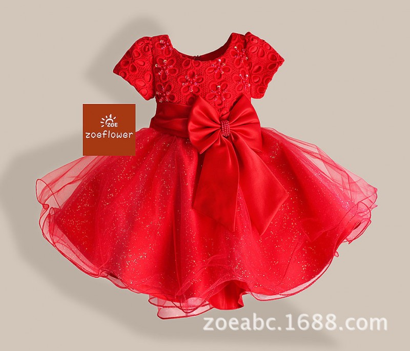 zoeflower新款多層蕾絲女童短袖公主裙禮服裙連衣裙蓬蓬裙紅色工廠,批發,進口,代購