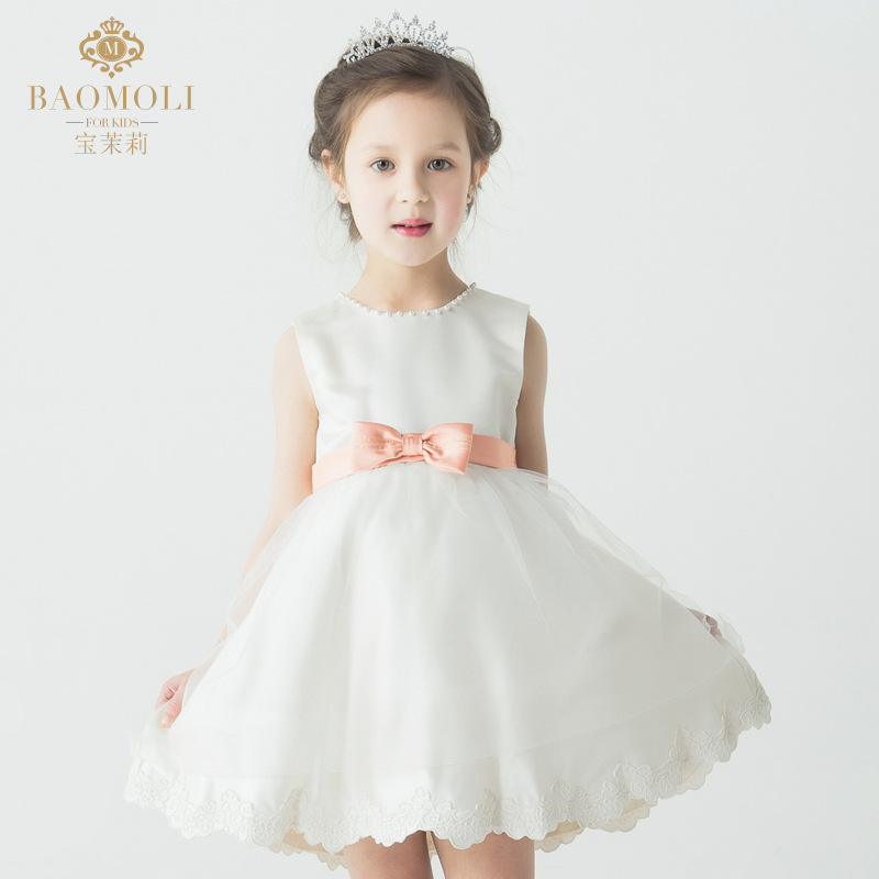 寶茉莉 高檔女童禮服演出服白色花童公主裙定製 廠傢直銷工廠,批發,進口,代購