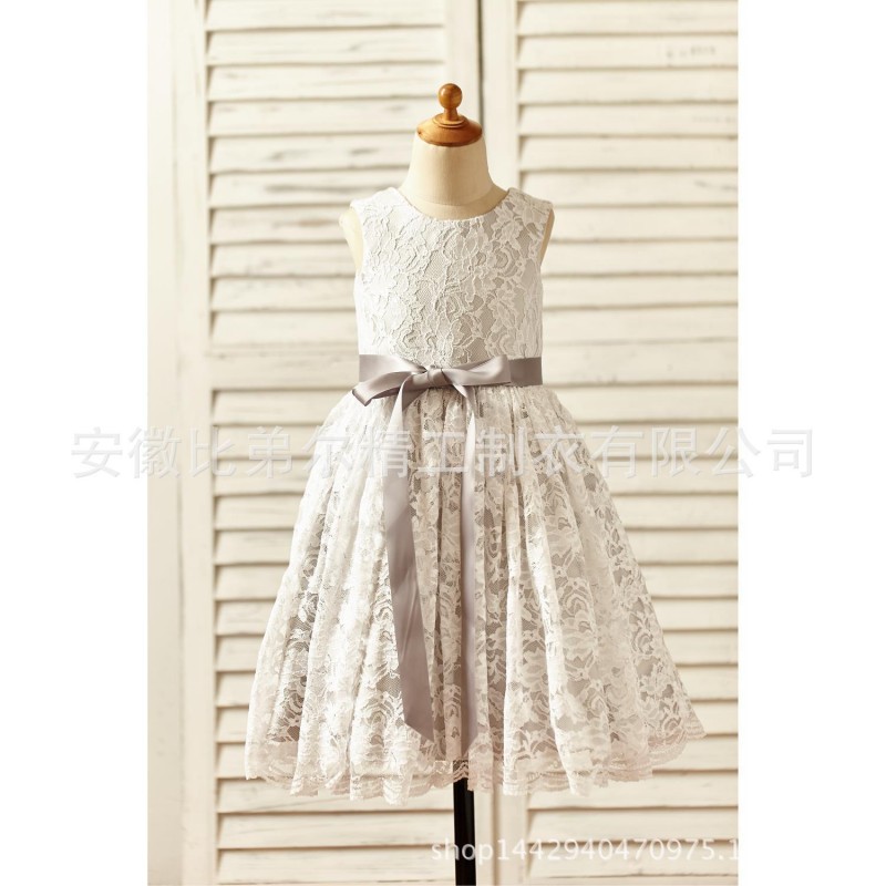 2015新款原創米色蕾絲灰色內襯花童禮服工廠,批發,進口,代購