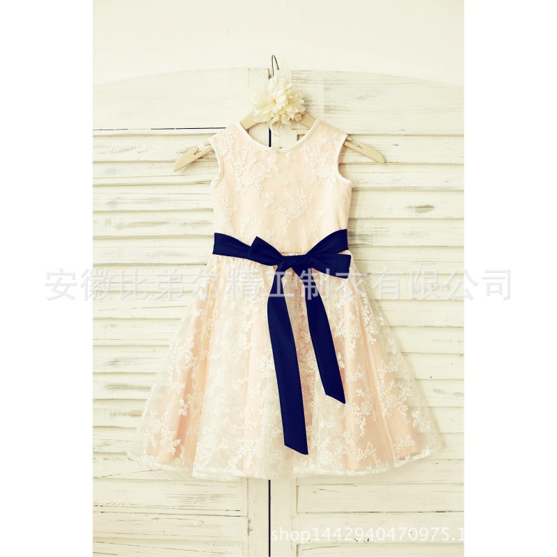 2015新款原創米色蕾絲粉色內襯花童禮服工廠,批發,進口,代購