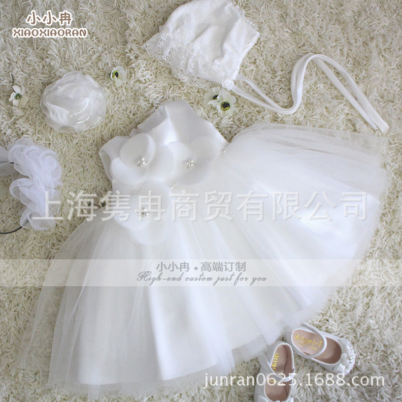 2016新款兒童禮服裙女童蓬蓬裙花童紗裙腰間誇張手工花朵主持表演工廠,批發,進口,代購