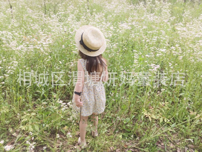 童裙 夏季無袖女童連衣裙 韓版純棉碎花童裝 高腰愛心露背連衣裙工廠,批發,進口,代購