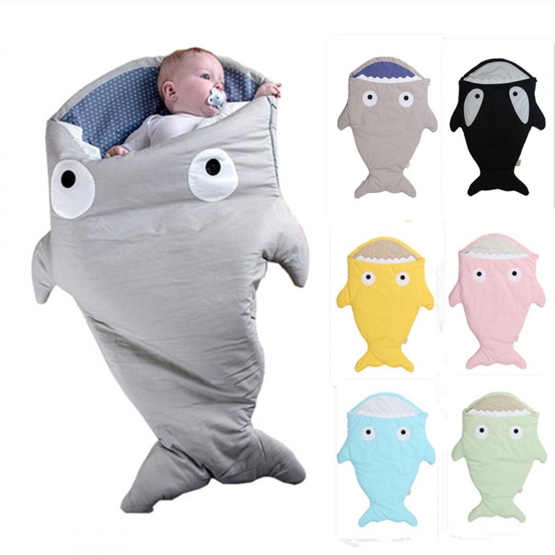 ins同款西班牙卡通鯊魚睡袋多功能兒童嬰兒防踢被寶寶 一件代發批發・進口・工廠・代買・代購