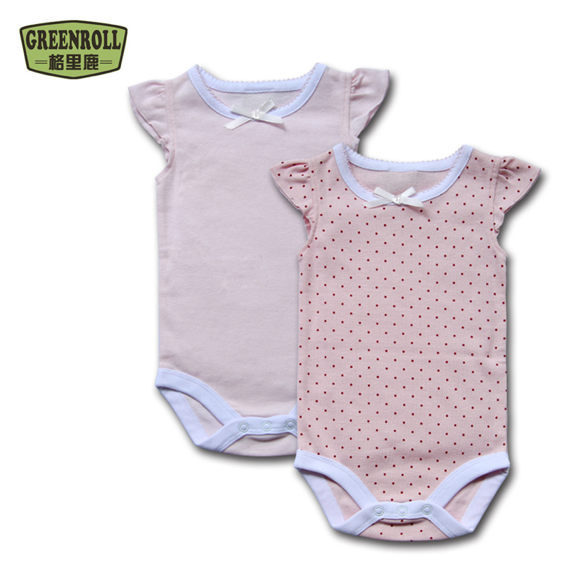 夏季新款 粉色圓點可愛女新生嬰兒連身衣服批發寶寶連身哈衣爬服工廠,批發,進口,代購