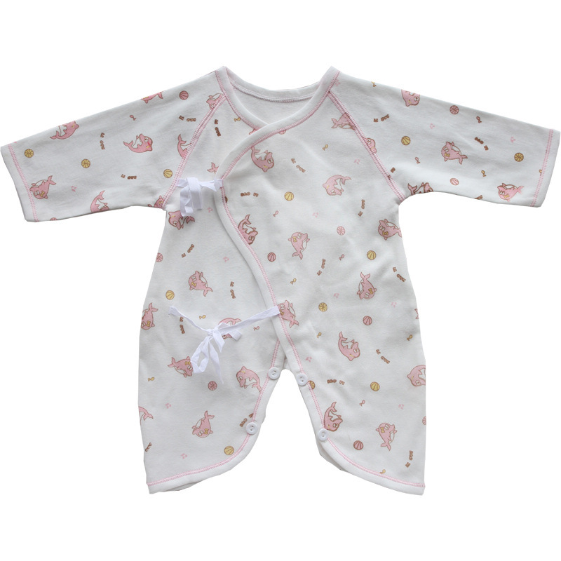 寶藝 新生兒純棉系帶連身衣 嬰兒爬服 蝴蝶衣 寶寶哈衣 偏衫5414工廠,批發,進口,代購