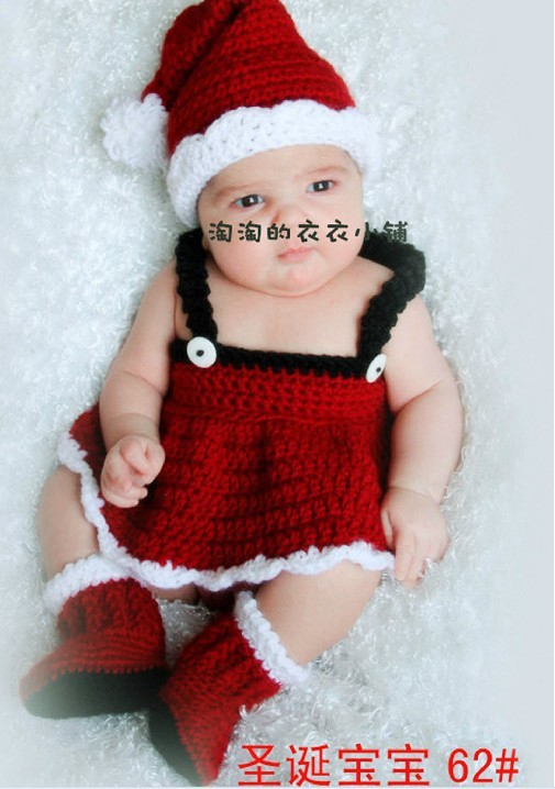 新款兒童攝影服裝聖誕服飾兒童聖誕服裝 寶寶百天照手工編織服飾批發・進口・工廠・代買・代購