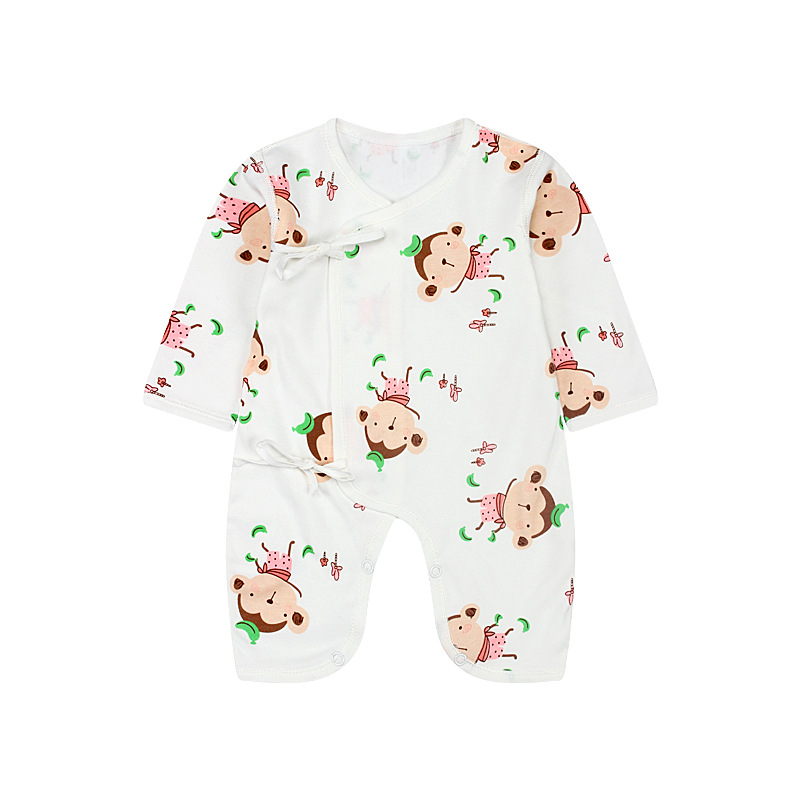 新生兒衣服0-6個月純棉春秋寶寶哈衣蝴蝶衣斜襟系帶嬰兒連身衣工廠,批發,進口,代購