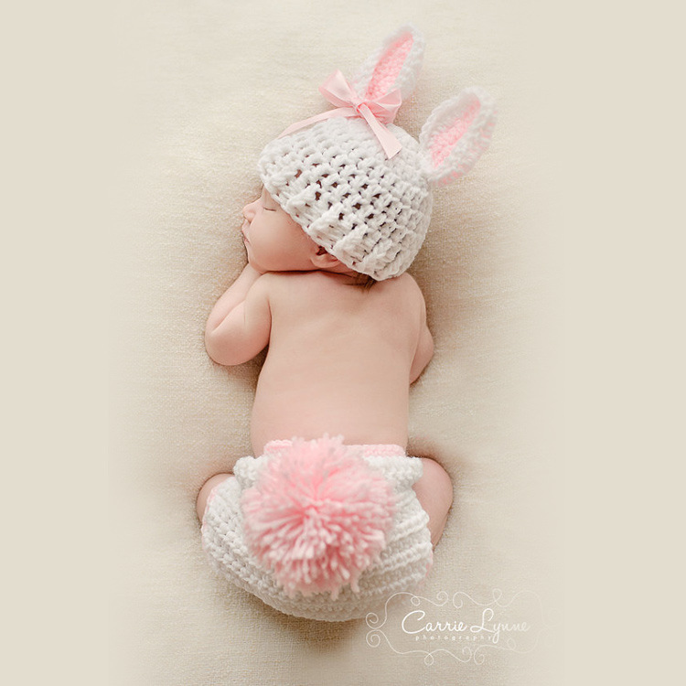 兒童攝影服裝 新生兒卡通毛衣套裝寶寶照毛線手工編織兔子道具批發・進口・工廠・代買・代購