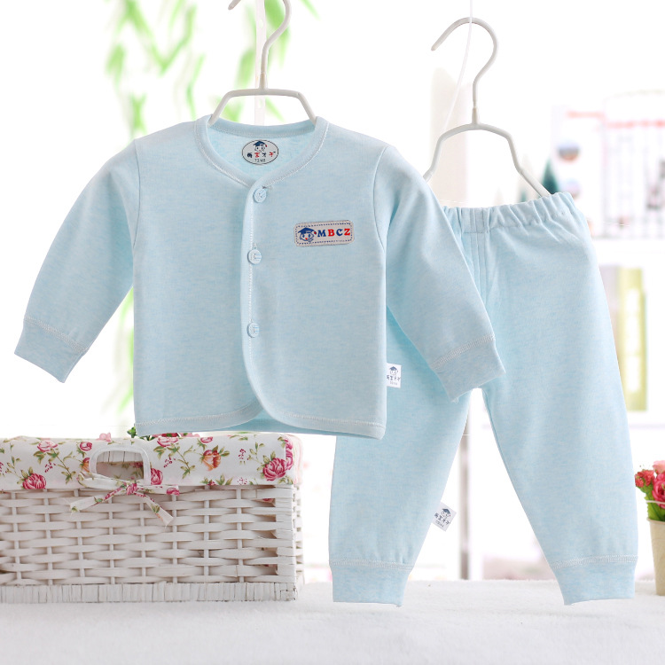 新款彩棉嬰幼兒寶寶套 純棉新生兒內衣褲套裝 嬰童對門保暖套裝批發・進口・工廠・代買・代購