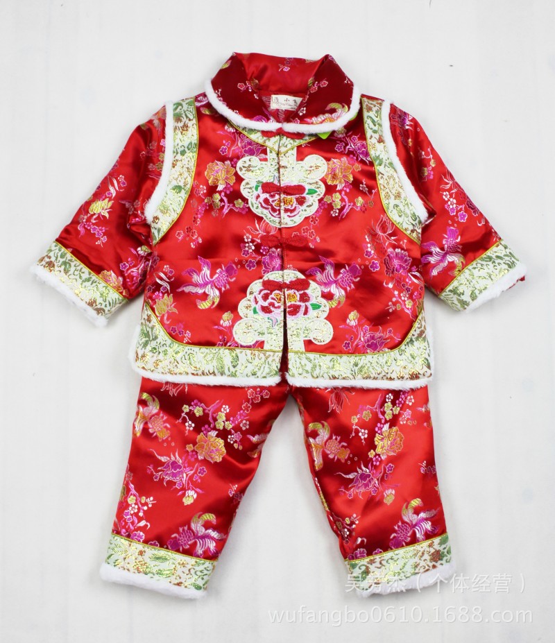 新年女童兒童唐裝小公主棉服冬衣服寶寶服裝0-1-2歲滿月周歲服工廠,批發,進口,代購