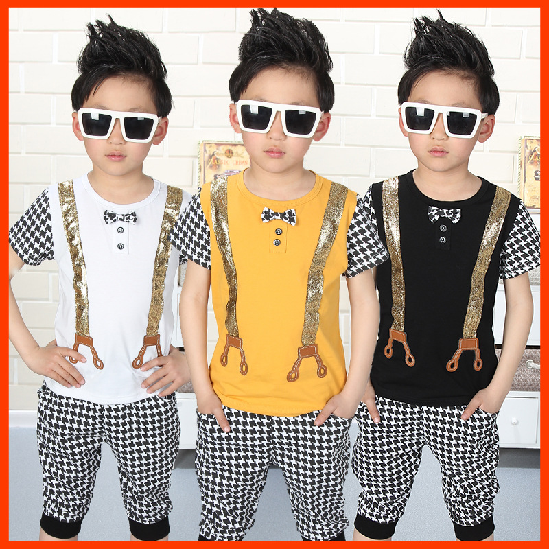 2016夏季 淘寶爆款韓版 紳士千鳥格兒童套裝潮2-8歲一件代發園服批發・進口・工廠・代買・代購