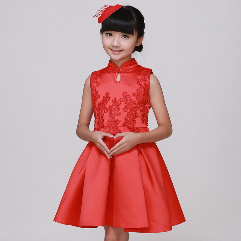 童裝女童禮服兒童公主裙紅色民族風小女孩演出服兩件套 一件代發批發・進口・工廠・代買・代購