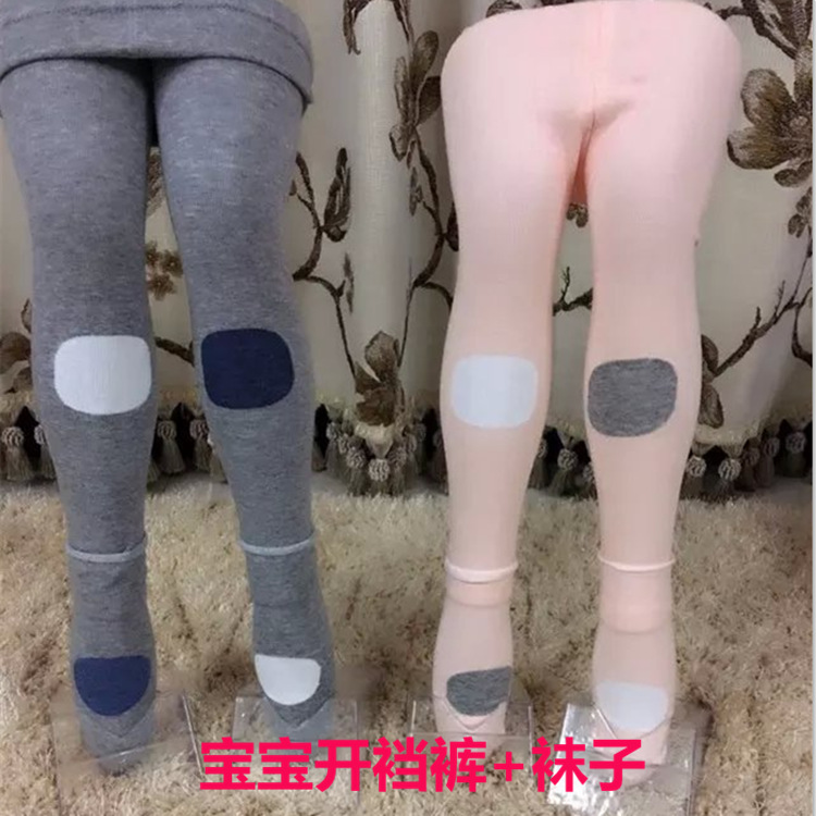 春季新款精梳棉寶寶開襠褲 米奇女嬰兒開檔九分褲+襪子純棉批發工廠,批發,進口,代購