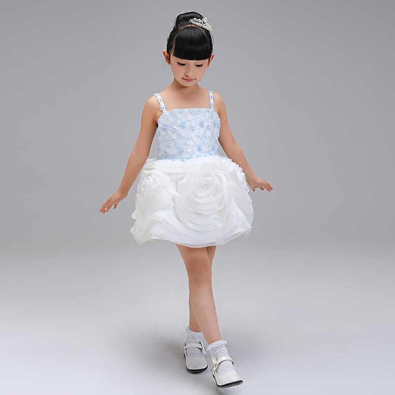 【爆】夏季新款女童公主裙 白色吊帶裙連衣裙 兒童蓬蓬裙公主童裝批發・進口・工廠・代買・代購