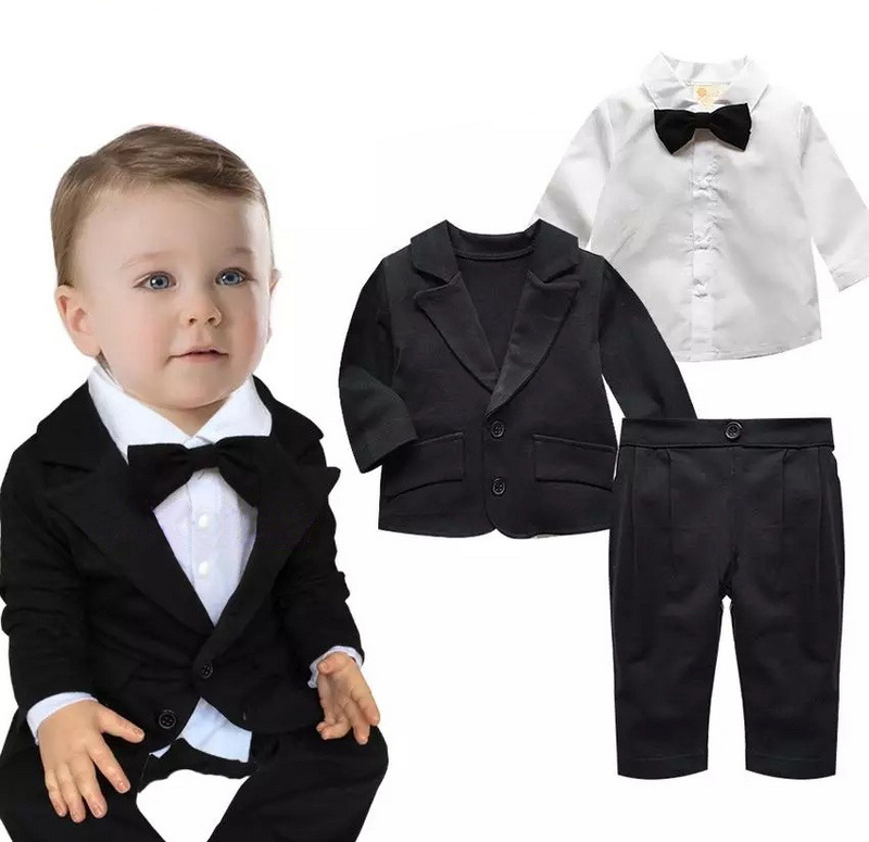 外貿童裝批發 紳士寶寶套裝 歐美風嬰兒三件套 外套+襯衫+褲子批發・進口・工廠・代買・代購