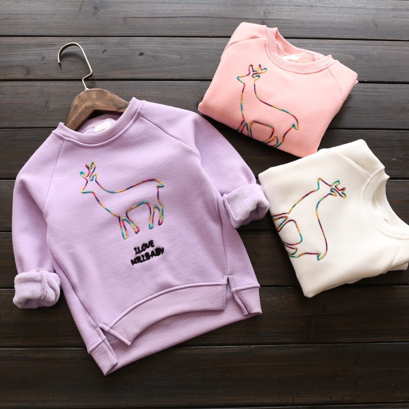 2015冬季新品童裝一件代發女童韓版卡通鹿抓絨長袖衛衣代理加盟工廠,批發,進口,代購