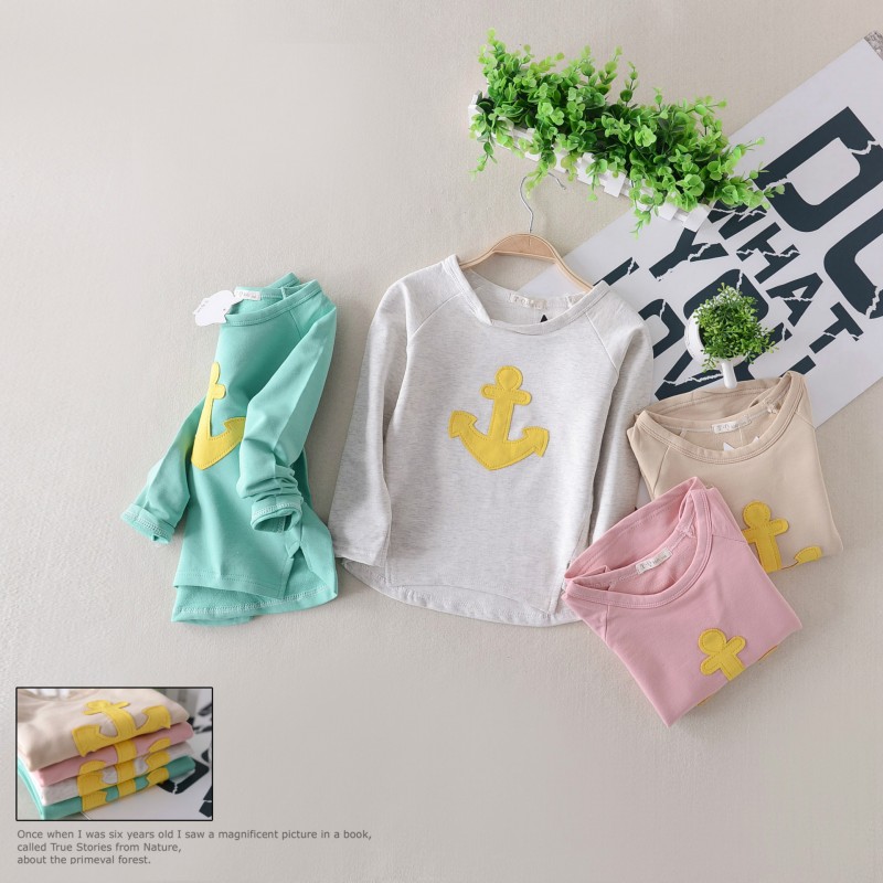 2016春秋季外貿童裝 韓版男女童貼佈錨套頭衫全棉兒童外套 童衛衣工廠,批發,進口,代購