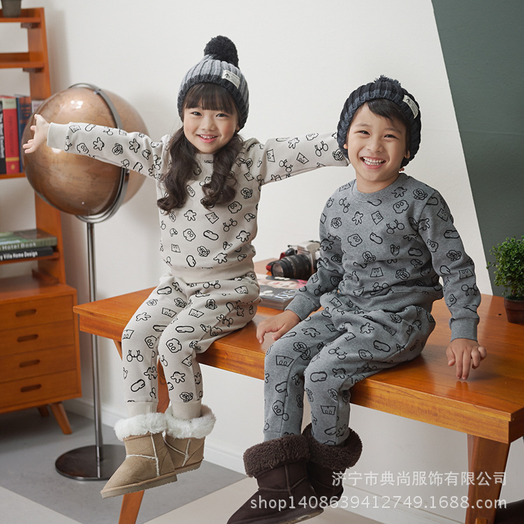 韓國品牌男女童TEE138兒童韓版圓領衛衣純棉卡通套裝【圖】工廠,批發,進口,代購