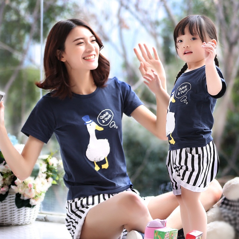 韓國親子裝夏裝2016新款卡通母女裝套裝純棉印花短袖t恤一件代發批發・進口・工廠・代買・代購