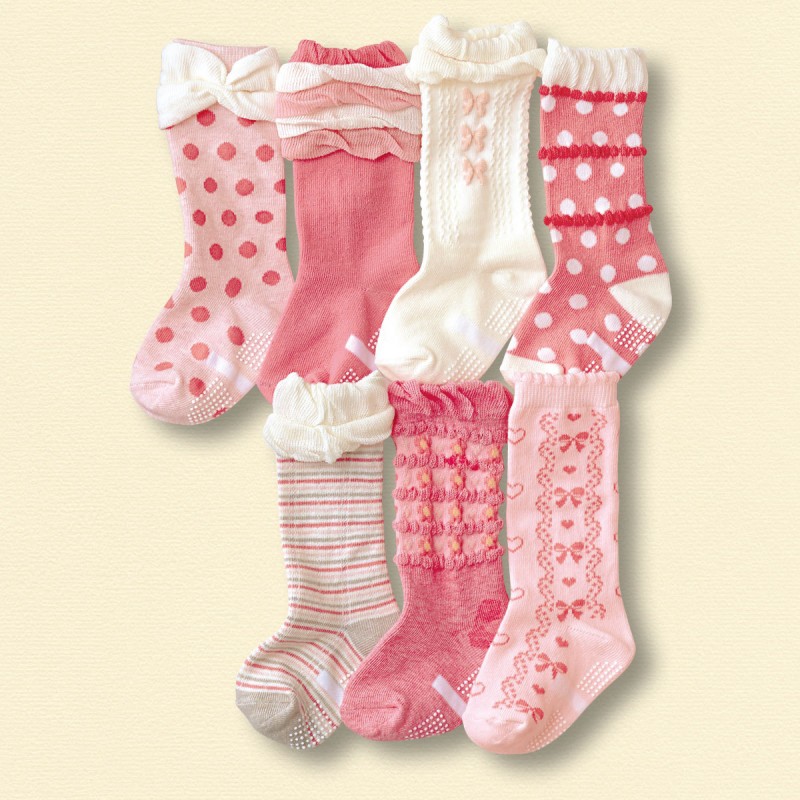 薦 2015年NISSEN秋冬新款粉色女寶寶襪 全棉嬰兒防滑兒童高筒襪批發・進口・工廠・代買・代購