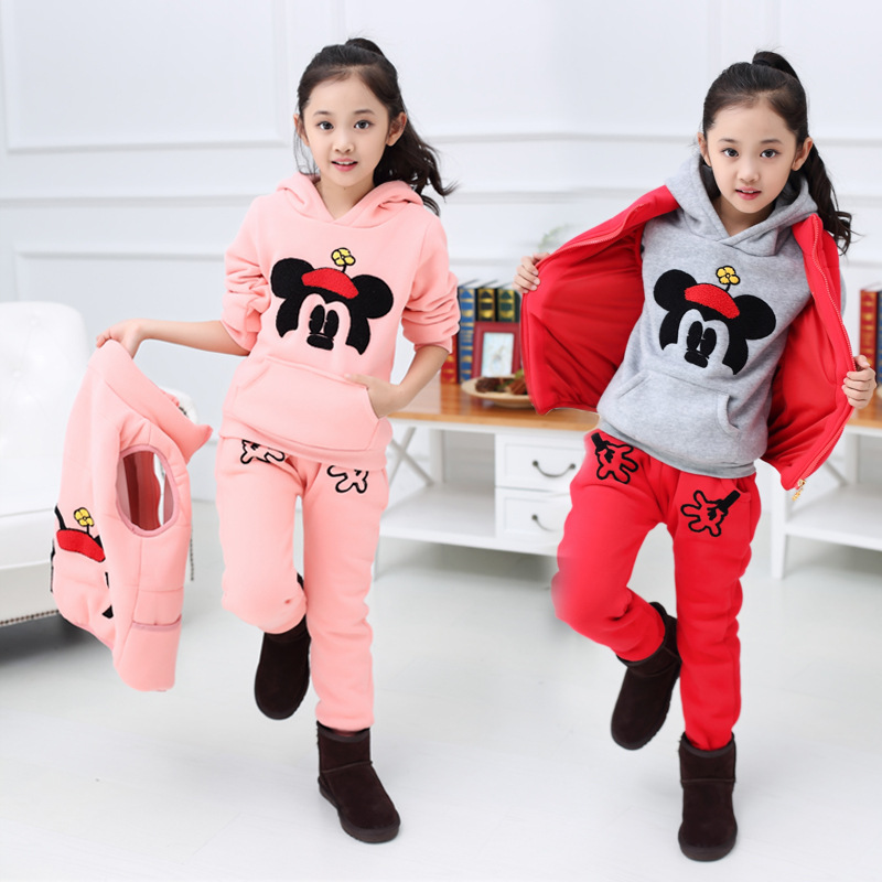 2015新款韓版童套裝女童冬款中大童兒童米奇三件套童裝一件代發批發・進口・工廠・代買・代購