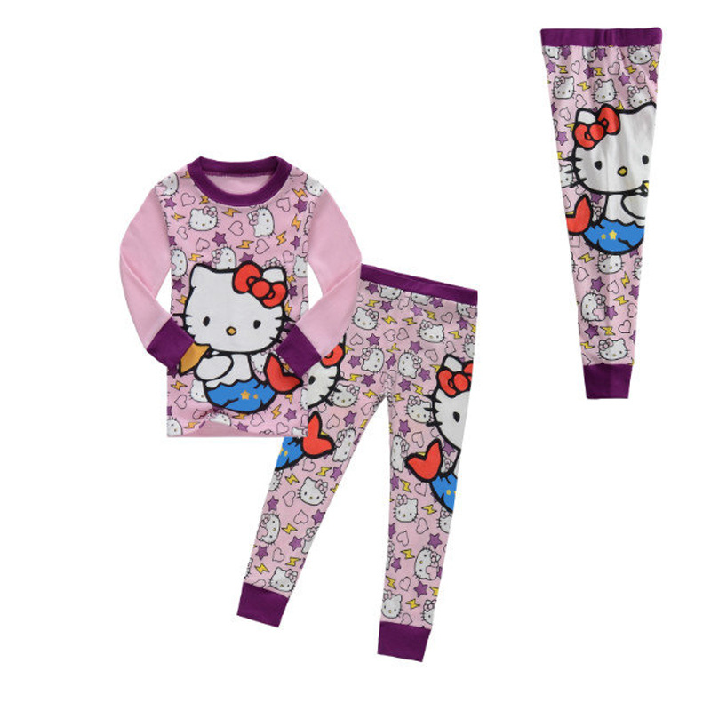 外貿女童傢居服純棉兒童睡衣秋衣套裝HELLOKITTY有機棉打底服批發批發・進口・工廠・代買・代購