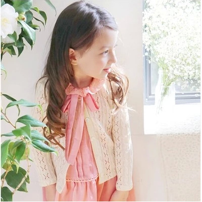 一件代發夏款韓國童裝 Strawberry coral 純色鏤空防曬衫開衫現貨批發・進口・工廠・代買・代購